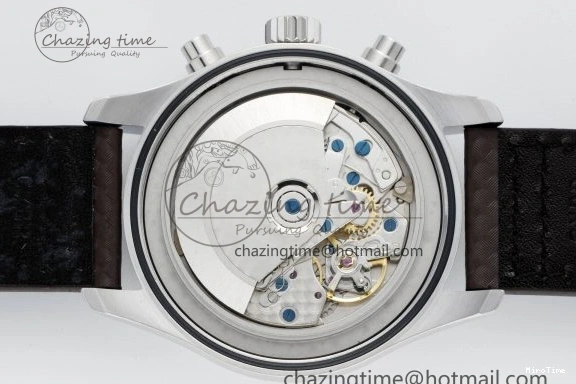 MIROTIME 0126 Pilot Chrono SS AZF 1:1 Best Edition Black Dial Orange Markers on Brown Leather Strap A EasyCare 7065